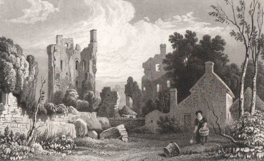 Coity Castle, Glamorganshire, Wales, by Henry Gastineau 1835 old antique print